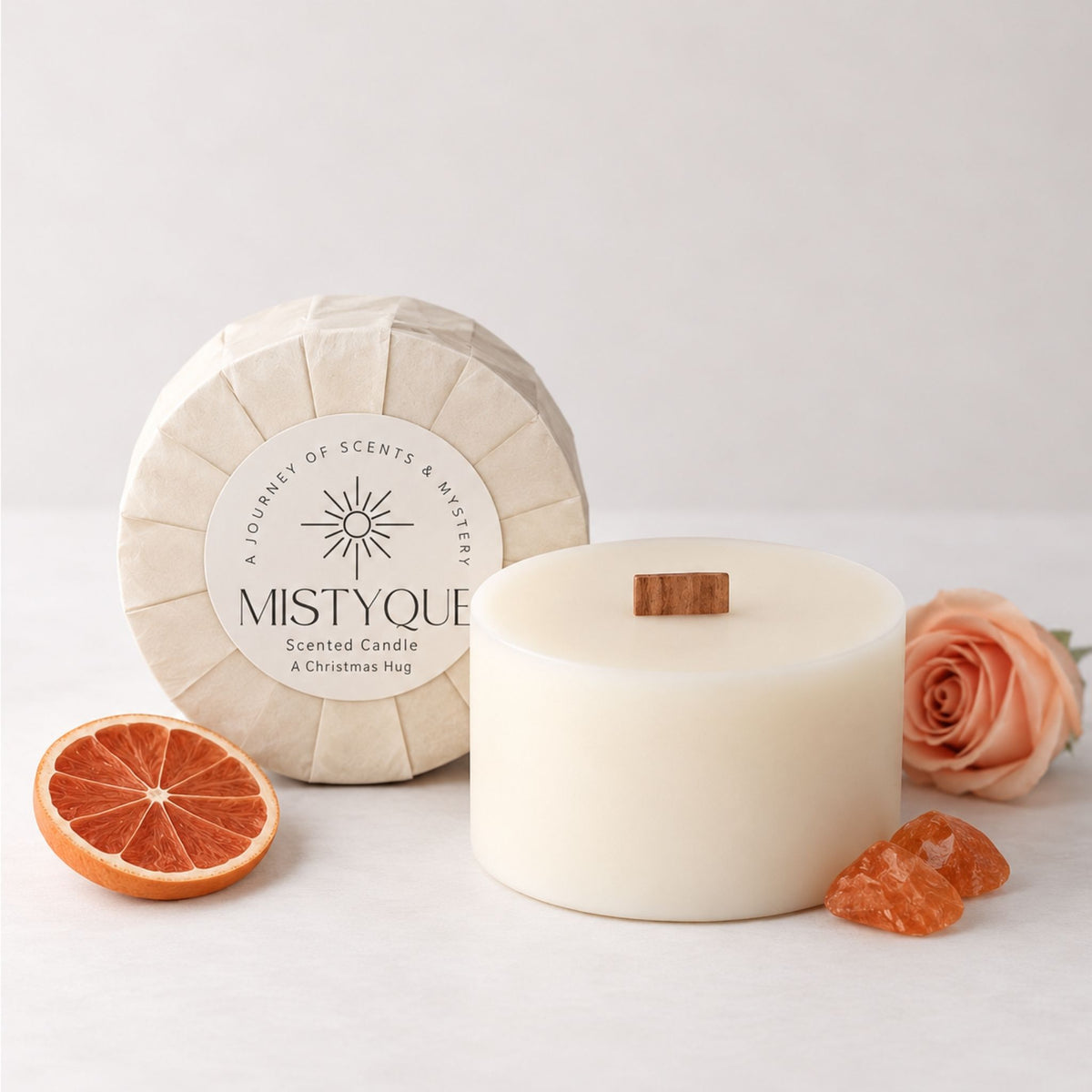 A Winter Hug candle refill for the Mistyque refillable concrete pot